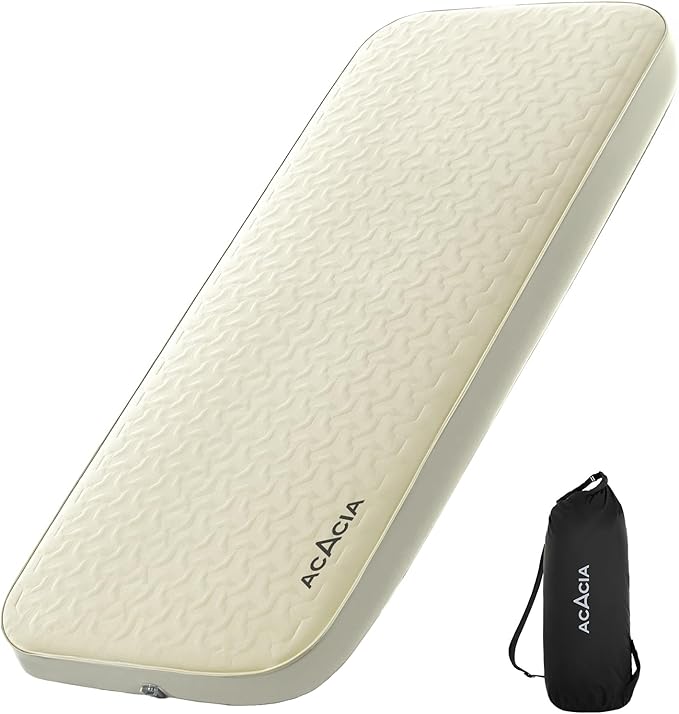 ACACIA 4" Thick Self Inflating Sleeping Pad with Foam, Innovative Y-Shaped Telescopic Structure, Ultraportable Camping Air Mattress with Pump Sack, Outdoor Compact Sleep Bed for Travel Tent Car