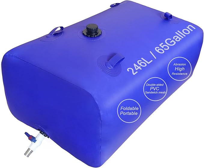 65Gallon/246L Water Storage Bladder,Large Capacity Collapsible Design Suitable for Outdoor, Easy to Carry Out