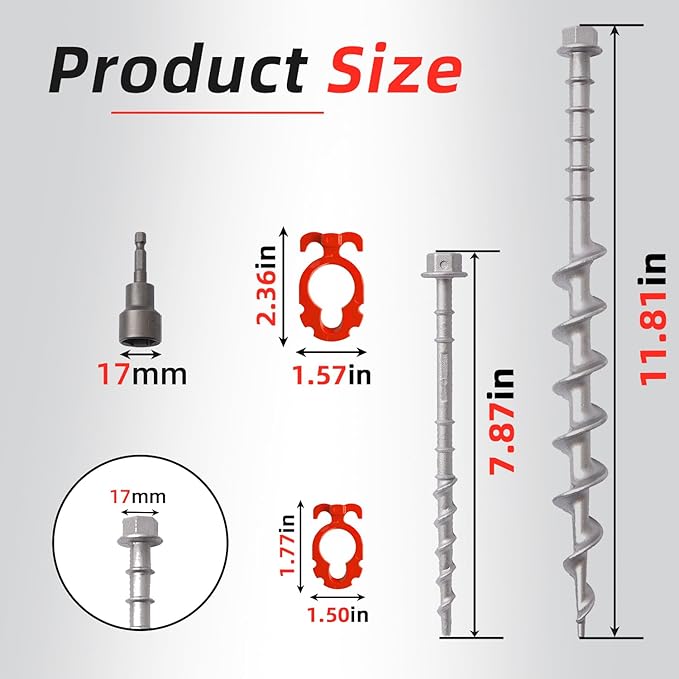 Non-Rust Cast Aluminum Ground Anchors - Heavy Duty Screw in Tent Stakes for Superior Stability Ideal for Securing Animals, Tents, Canopies, Sheds, Car Ports, Swing Sets Outdoors-16Packs
