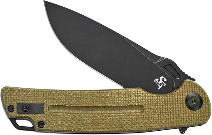Sitivien ST137 Folding Knife,D2 Satin Blade,Micarta Handle EDC Tool Knife for Outdoor Hiking Camping Fishing(Green)