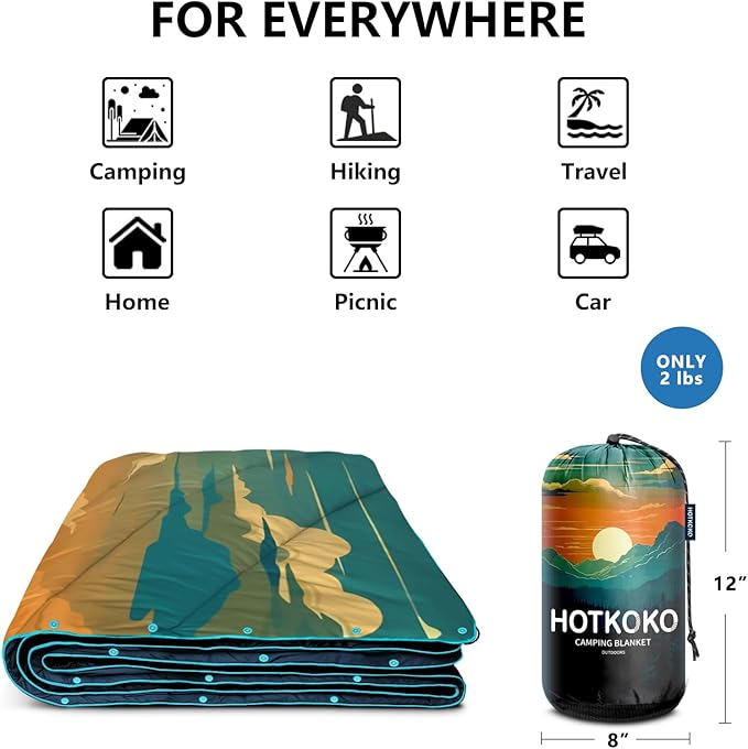Camping Blanket,Lightweight Down Alternative Puffy Printed Camping Blanket Packable Outdoor Blanket for Camping,Traveling, Stadium, Hiking, Picnics