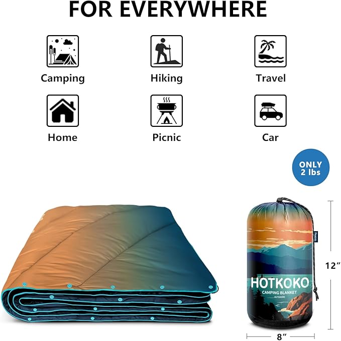 Camping Blanket,Lightweight Down Alternative Puffy Printed Camping Blanket Packable Outdoor Blanket for Camping,Traveling, Stadium, Hiking, Picnics