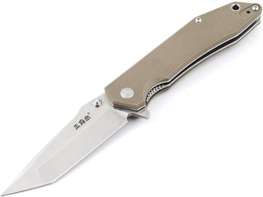 Sanrenmu 1158 Pocket Folding Blade Knife 8Cr13 Steel Blade G10 Handle