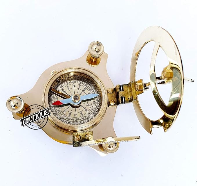 Brass Sundial Compass Maritime Pocket Sun Watch Compass Hiking/Travel/Camping Gifts
