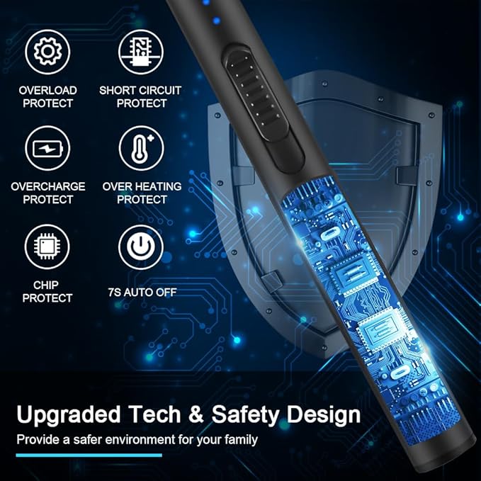 ARECTECH Electric Candle Lighter Rechargeable Lighter Arc Plasma Lighters for Candle Kitchen Camping Christmas Type-C Black
