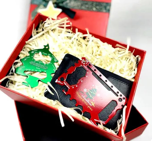 Multitool Christmas Gift Set for Men, Husband, Dad, Camping Enthusiasts & HandyMen, Multitool Card Tool & Christmas Tree Card Multifunctional