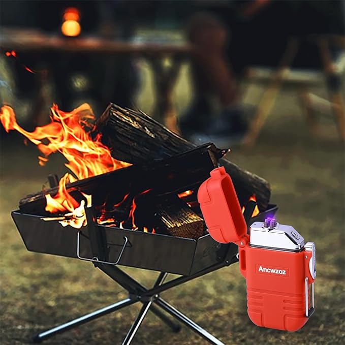 Lighter USB Rechargeable Lighter Outdoor Lighter Mini Lighter High-end Rechargeable Lighter for Garden Outdoor Activities (red)