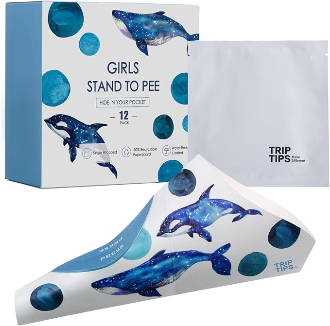 TRIPTIPS Female Urinal Disposable Female Urination Device Urinal for Women Foldable Pee Funnel for Women Waterproof Paper Stand and Pee Cup for Public Toilets, Traveling (Pack of 12)