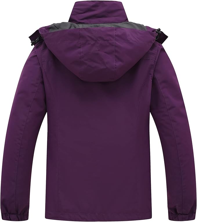 Women's 3 in 1 Ski Jacket Mountain Waterproof Windproof Winter Snow Coat Hike Snowboarding Jackets Hooded Warm Raincoat