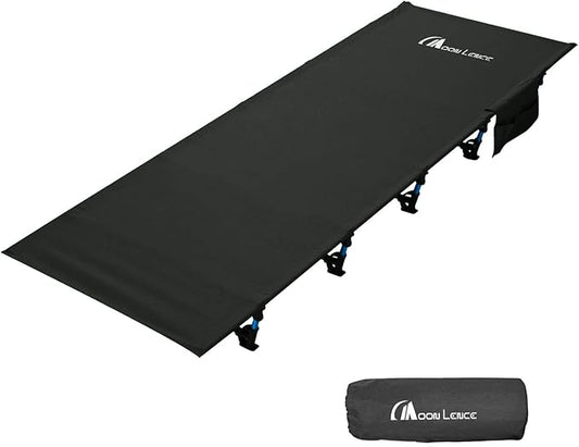 MOON LENCE Folding Camping Cot Outdoor Camping Bed Portable with Carry Bag Camp Cots for Adults for Hiking Backpacking Car Camping Outdoor&Indoor&Beach Use (black1)