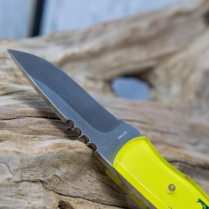 WHISKEY BENT HAT CO. Skinner 440 Steel Fixed Blade Knife w/Leather Sheath (Don't Tread)