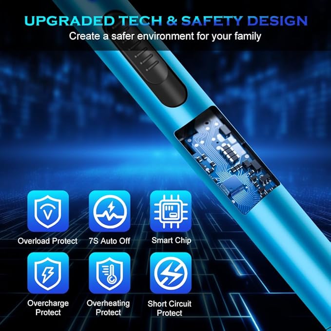 LcFun Electric Candle Lighter Rechargeable USB Lighters Flameless Plasma Arc Lighter Windproof Electronic Lighter Long Lighters for Candles, Grill, Camping, Gas Stoves