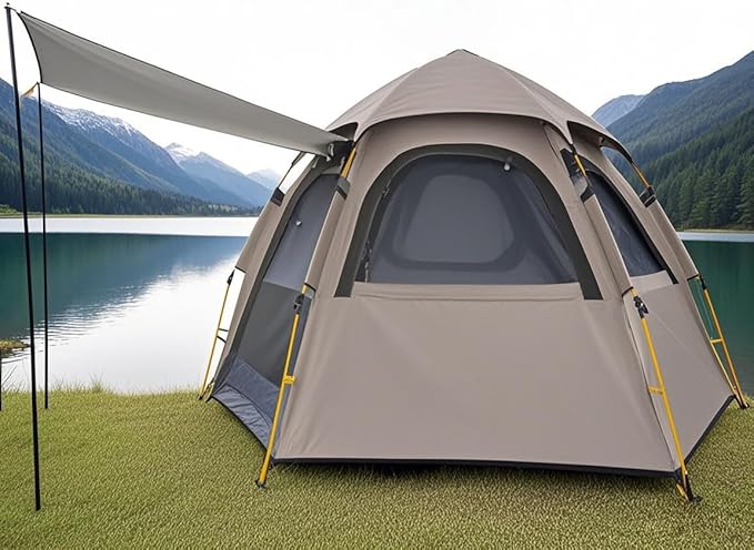 Camping Tent with Instant Setup, 2/3 Person Weatherproof Tent Easy Quick Set Up in 60 Seconds with Rainfly Backpack Tent for Family Camping & Hiking, Upgraded Ventilation,Center Height 66-inch