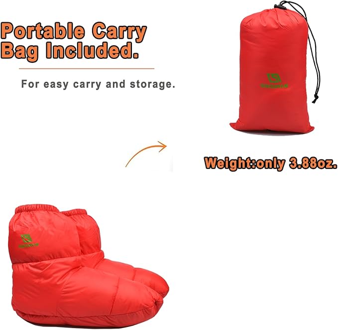 Down Booties Warm Socks Ultralight Sleeping Sock for Camping, Backpacking - Camp Sleeping Bag Tent Down Foot Warmer for Men & Women