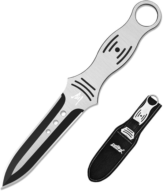 CIMA A595 Full Tang Fixed Blade Outdoor Survival Tactical Knife, Diving Knife (Silver)