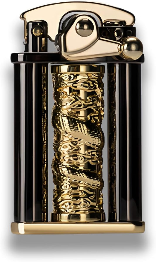 Cool Embossed Design Kerosene Wheel Lighter Refillable Eco-Friendly, Vintage Dazzling & Ultra-Cool, Unique for Men Candles Gift Camping BBQ (No Kerosene) (10#)