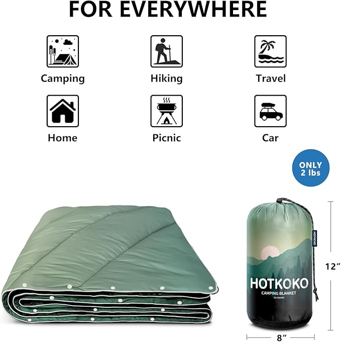 Camping Blanket,Lightweight Down Alternative Puffy Printed Camping Blanket Packable Outdoor Blanket for Camping,Traveling, Stadium, Hiking, Picnics