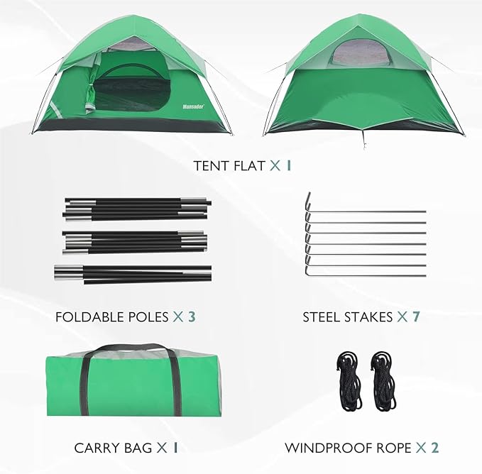 Camping Tent, Waterproof 2/3/4 Person Tents for Camping, Lightweight Easy Set Up Outdoor Hiking Tent Backpacking Tent with Carry Bag, Backpack Tent Suit for Family Beach Hiking Travel