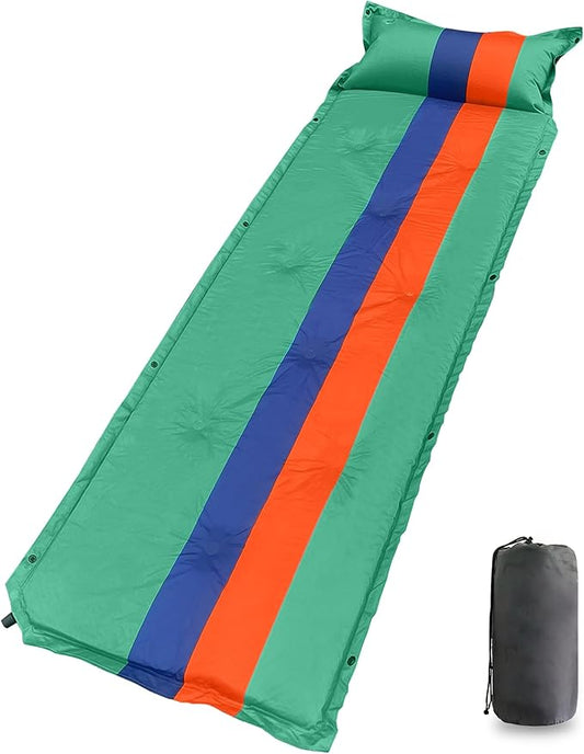 WILD FUN Sleeping Pad for Camping, Lightweight Memory Foam Camping Mattress with Pillow, Self Inflating Camping Pad 1.2" Thick Foam, Air Mattress Inflatable Sleeping Mat for Backpacking,Hiking