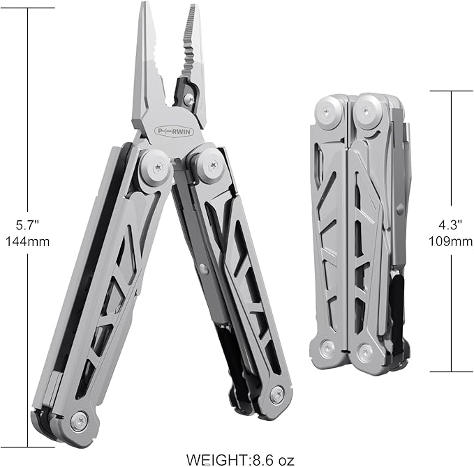Multitool, 17-in-1 Stainless Steel Multi Tool Pliers with Self-Locking, Pocket Knife, Nylon Sheath, Professional (EDC) Multi-Tool for Survival, Camping and Hunting, Hiking, Simple Repair