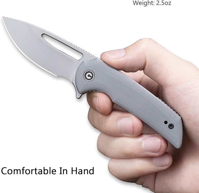 CIVIVI Odium Small Folding Knife –2.65" Stonewashed D2 blade, G10 Handle, Ball Bearings Pivot, Flipper Opening Knife with Reversible Deep Carry Clip C2010A (Gray)