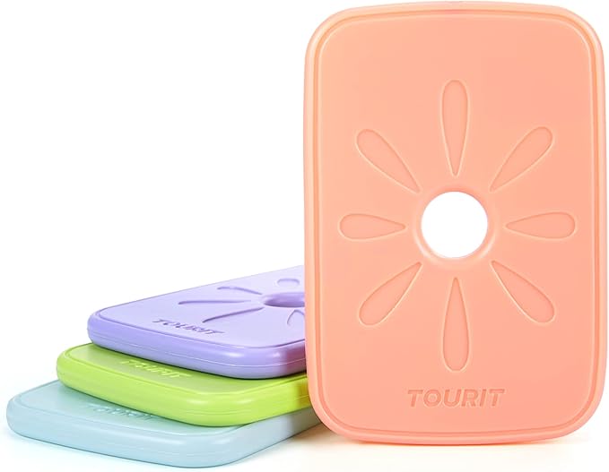 TOURIT Ice Packs for Lunch Boxes/Bags and Coolers, Lunch Box Cooler Ice Packs Reusable, Slim and Long Lasting Cool Pack for Work, Picnic or Camping