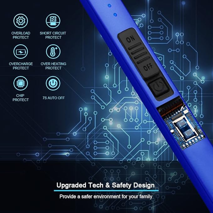 SUPRUS Electric Lighter Arc Windproof Flameless USB Lighter Rechargeable Lighter with Safety Lock for Candle BBQ Camping (Dark Blue)
