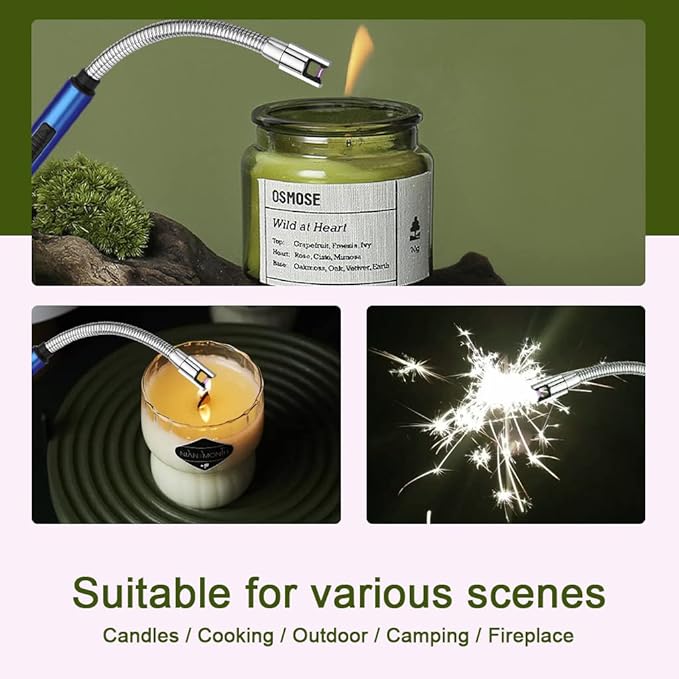 MeeToo Lighter Electric Candle Lighter Rechargeable USB Lighter Plasma Arc Lighter for Candle Camping (Dark Blue)