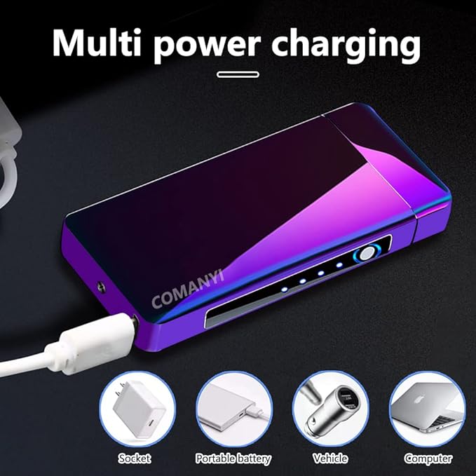 Rechargeable Lighter USB Electric Lighter Plasma Arc Candle Lighter Electronic Lighter High Power Flame Windproof Lighter with LED Power Display for Camping, Hiking, Traveling (Magic)