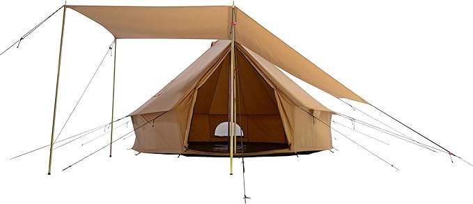 WHITEDUCK 10 Person 3 Season Tent Awning - Brown Cotton Canvas - Rectangular - Free Standing - Water Resistant - Perfect for Camping & Hiking