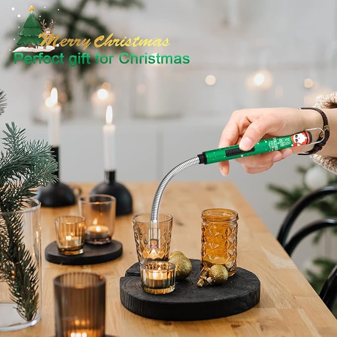 Candle Lighter SUPRUS Rechargeable Electric Arc Lighter Triple Safety Long Lighter Stainless Steel Shell & Hanging Hook with 360°Flexible Neck