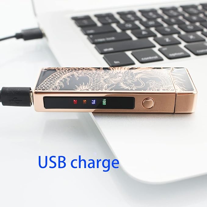 Custom Electric Lighter Personalized Kitchen for Candle Gift Windproof USB Rechargeable Dual Arc for Camping Christmas Father's Day Valentine's Day… (Custom) (Black Dragon)