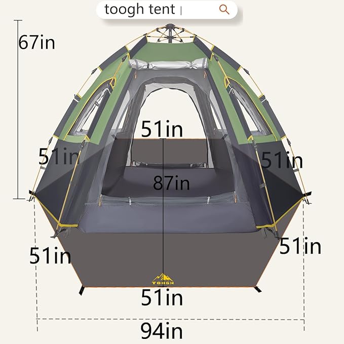 Camping Tent with Instant Setup, 2/3 Person Weatherproof Tent Easy Quick Set Up in 60 Seconds with Rainfly Backpack Tent for Family Camping & Hiking, Upgraded Ventilation,Center Height 66-inch