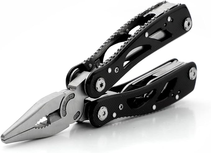 All In One Tool Multitool Needle Nose Plier, Stripper,Bottle Opener,Can Lifter,Cross Screwdriver,Knife,Saw Blade,File, Slotted Screwdrive For Outdoor, Survival, Camping, Hunting and Hiking