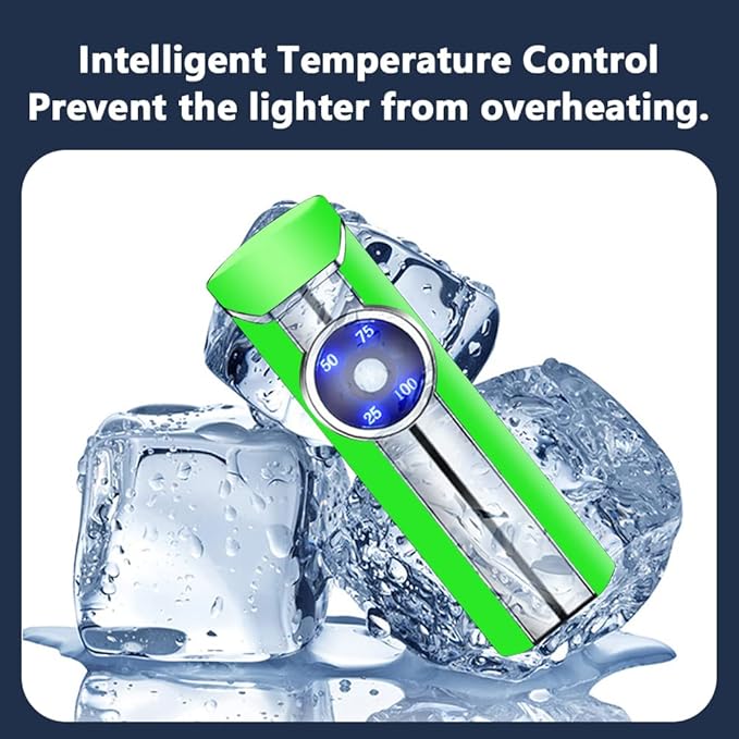 SKRFIRE Electric Lighter Rechargeable USB Lighter Triple Arc Plasma Lighter Outdoor Windproof Flameless Lighter Portable Cool Lighter with Digital Power Display for Candles, Fireworks, Incense(Green)