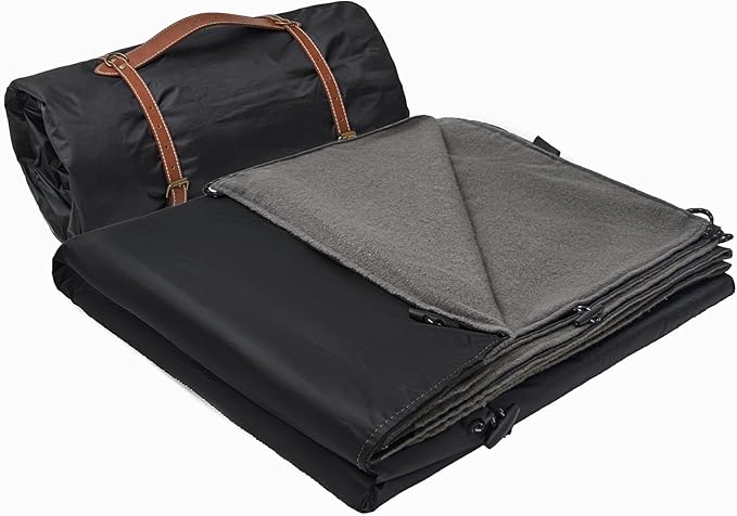 Large Outdoor Waterproof Blanket with Wool - 79" x 59", Extra Thick 300 GSM Fleece, Warm, Wearable, Washable, Portable Stadium Blankets for Camping Picnic, Beach, Sporting Events, Pet, Car