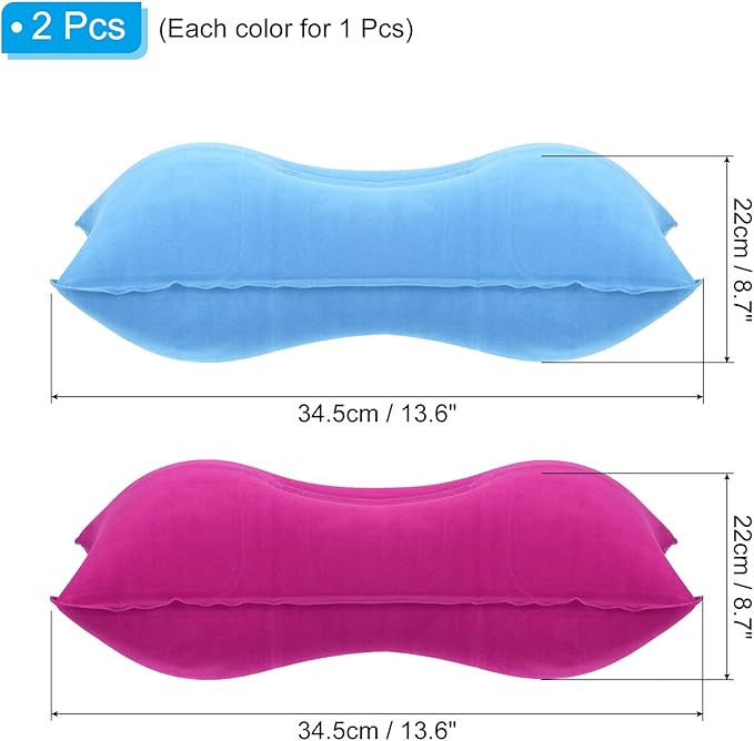 PATIKIL Inflatable Pillow, 2 Pack Ultralight Camping Travel Pillow Desk Rest Neck Support for Hiking Backpacking Office, Pink Dark Blue