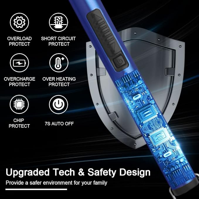 MeeToo Lighter Electric Candle Lighter Rechargeable USB Lighter Plasma Arc Lighter for Candle Camping (Dark Blue)