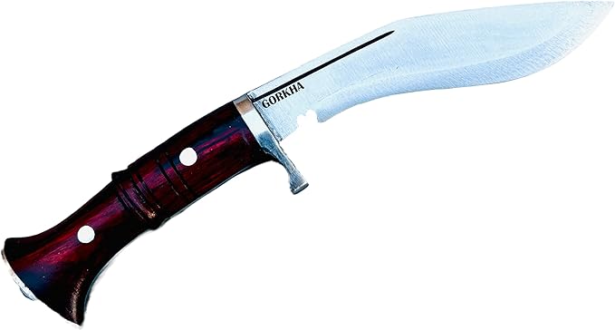 Genuine Gurkha Kukri Knife 4.25 Inch Fixed Blade Hand-Hammered Hand Forged Panawal Ankhola with Blocker/Guard Full Tang Overall 8.5 Inch Kukri Khukuri With Leather Sheath - Handmade In Nepal