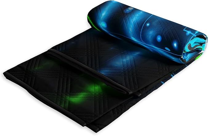 Outdoor Picnic Blanket Portable Ultrasonic Waterproof Picnic Mat Green Gamepad Printed Camping Beach Mat for Sand and Wet Grass Hiking (Green Gamepad S)