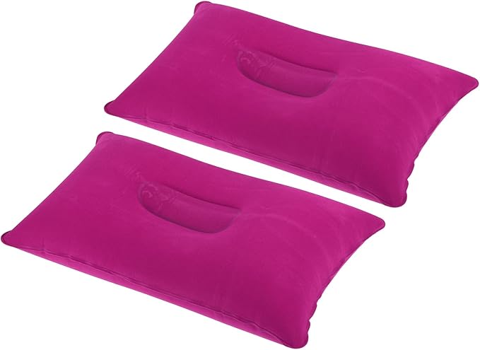 PATIKIL Inflatable Pillow, 2 Pack Squared Ultralight Camping Travel Pillow Desk Rest Neck Support for Hiking Backpacking Office, Pink