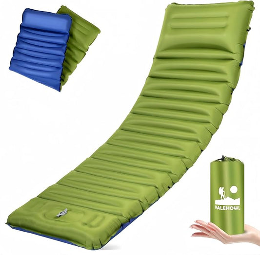 4-Inch-Thick Sleeping Pad for Camping, Strong Support Camping Mattress with Built-in Foot Pump, Lightweight Inflatable Sleeping Mat for Backpacking, Hiking, Outdoors