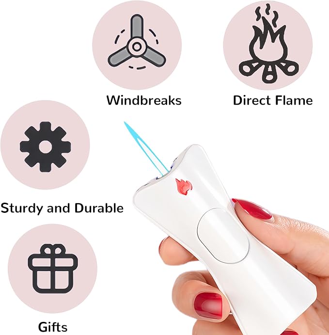 Cute Pretty Lighter Butane, Soft Flame Lighter Fashion Nice Lighter, Unique for Women Candles Gift Camping BBQ (No Butane Fule) (23#)