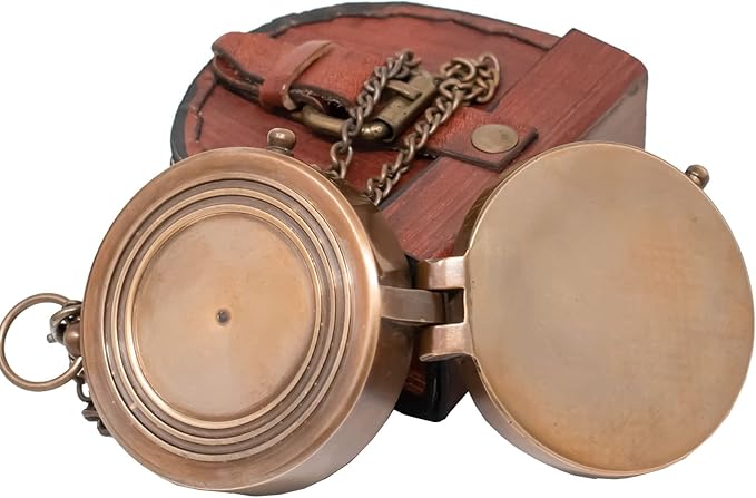 Engraved Personalized Inscription Antique Brass Compass Engraved with Leather Case Son Mom Children Gift Baptism Birthday Easter Decor