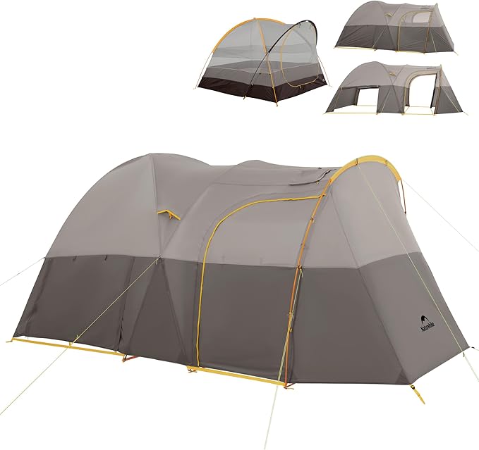 Naturehike KOTA 4-6 Person Camping Tent, Double Layer Waterproof 4 Person 6 Person Tents for Camping, Large and Tall Family Tent with Vestibules