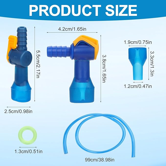 4pcs Bite Valve Replacement for Camelbak, Silicone Mouthpiece Nozzle Replacements with Straight & Angled Hose Connector O-Rings Water Pipe Tube for Hydration Bladder Cycling Camping Supplies