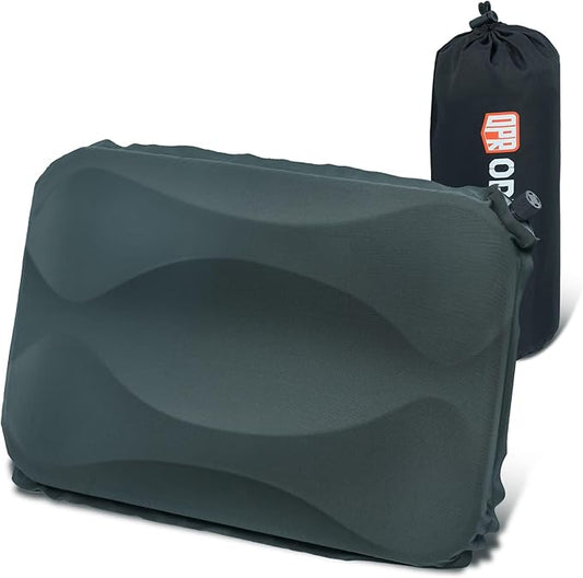 OPENROAD Self Inflating Camping Pillow, Compressible Foam Travel Pillow, Ergonomic Camp Pillow Provides Comfortable Support for The Neck. Compact and Lightweight for Camping, Hiking and Backpacking.