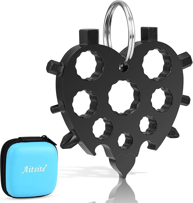 Aitsite Snowflake Multitool, Christmas Gifts for Men, 20 in 1 Snowflake Tools for Dad, Him, Husband, Boyfriend, Grandpa(Heart Black)