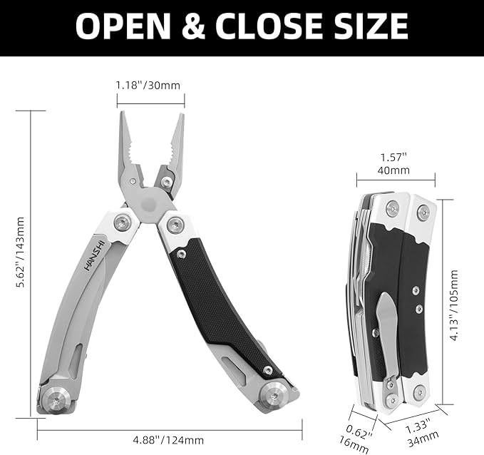 G10 Handle Multitool Pliers with YG10 Tungsten Steel Replaceable Wire Cutters 12 in 1 Multi Tool Pocket Knife with Safety Lock,Saw,Bottel Opener for Camping,Survival with Nylon Sheath (black)