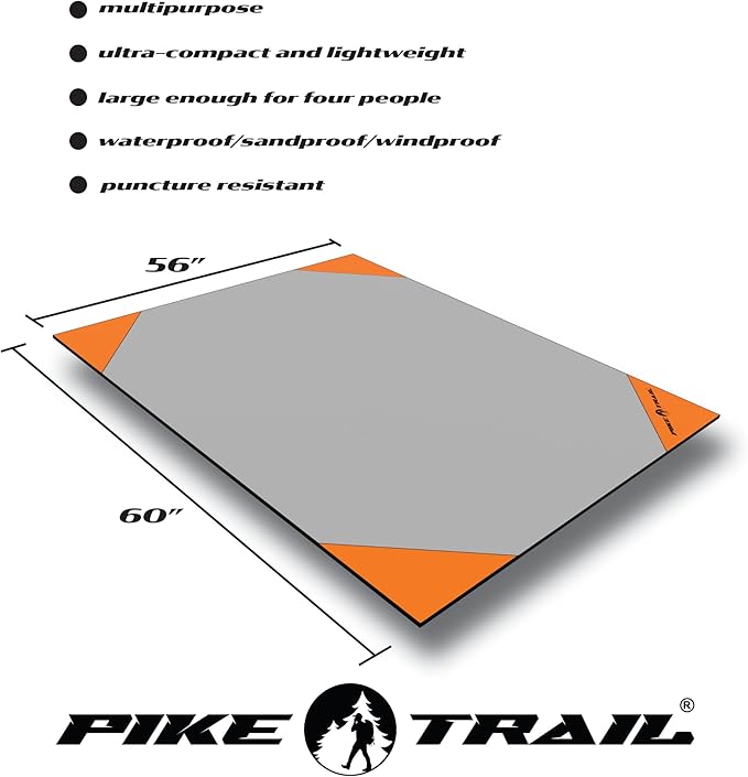 Pocket Blanket -Compact Picnic Blanket (60"x 56") - Sand Proof Beach Blanket / 100% Waterproof Ground Cover. Great Outdoor Blanket for Hiking, Camping, Picnics, Travel and Beach Trips!